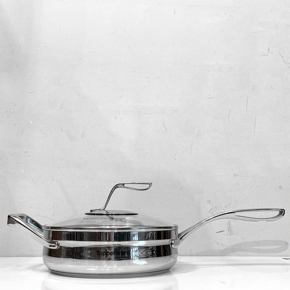 タッパーウェア Tupperware マストロクックウェア Mastro Cookware 24cm 2.8L 片手鍋 サイドハンドル付 ガラス蓋付 ステンレス アルミニウム アメリカ ■