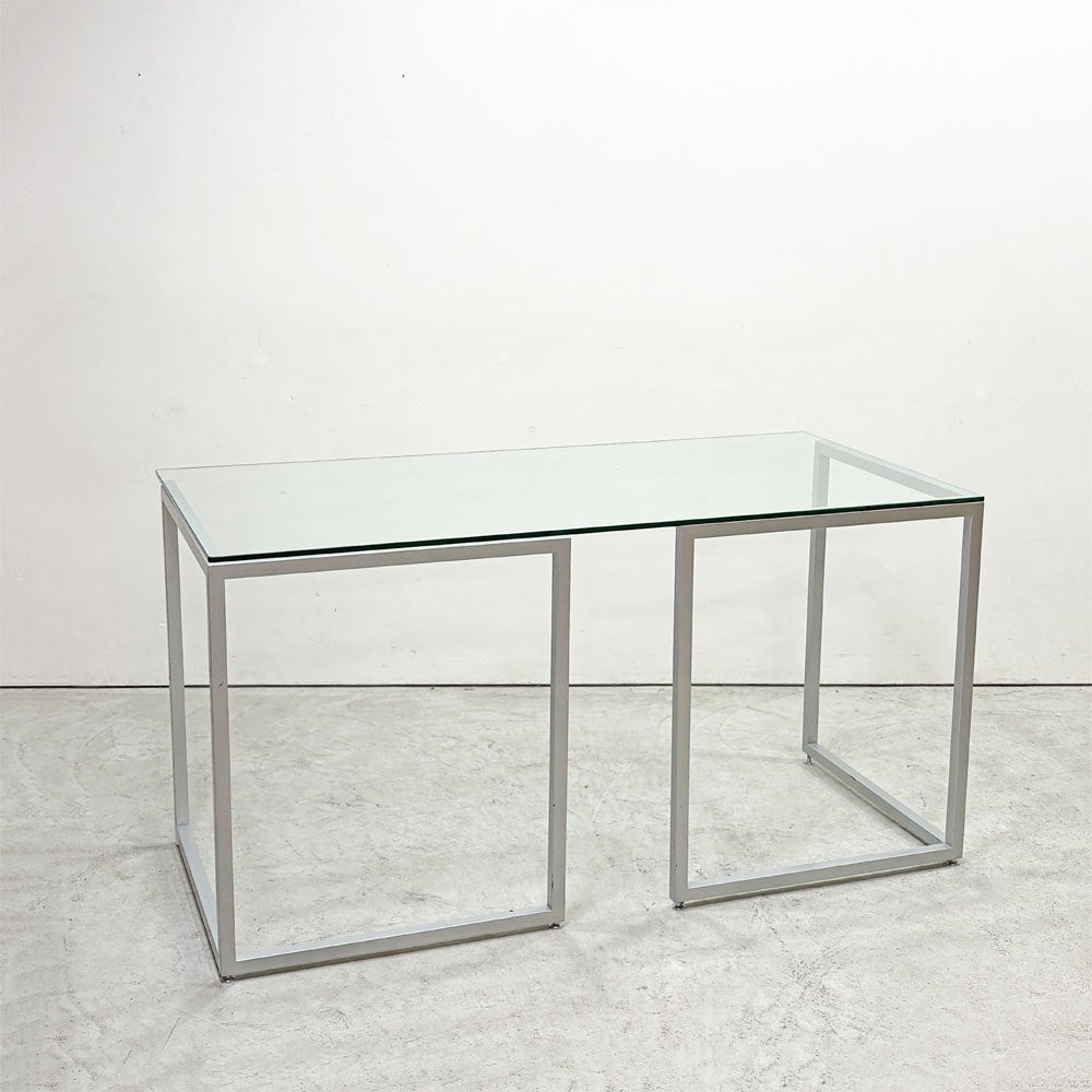 ビスレー BISLEY デスクプラン DESK PLAN Lフット ワーキングテーブル デスク ガラス天板 スチール脚 W170cm イギリス ●
