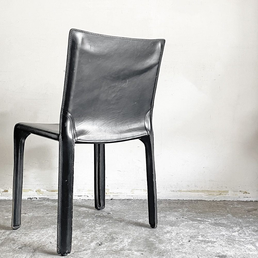 カッシーナ Cassina キャブチェア 412 CAB CHAIR アームレス 本革 ブラック マリオ・ベリーニ MoMA イタリアンモダン A ■