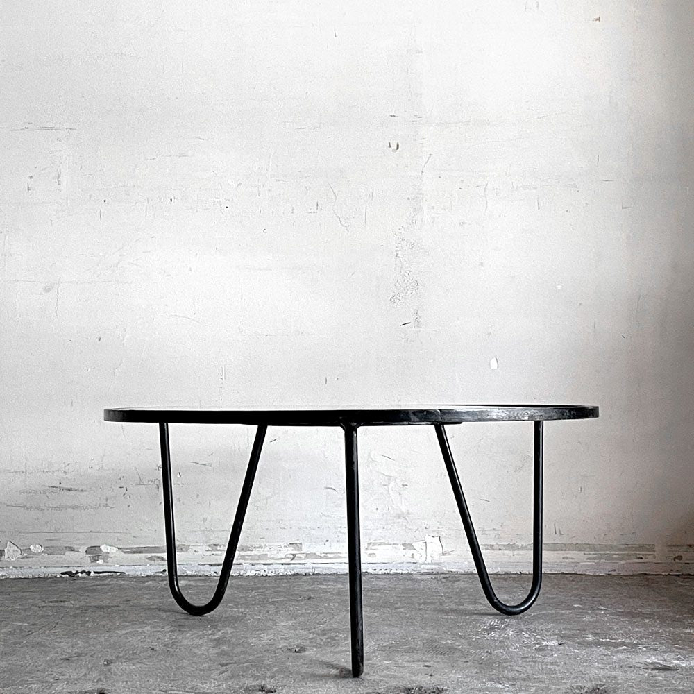 アトリエマテゴ Atelier Mategot ベルビュー コーヒーテーブル Bellevue coffee table ローテーブル ガラス天板 Φ70.5cm マシュー・マテゴ フランスビンテージ ミッドセンチュリー ■