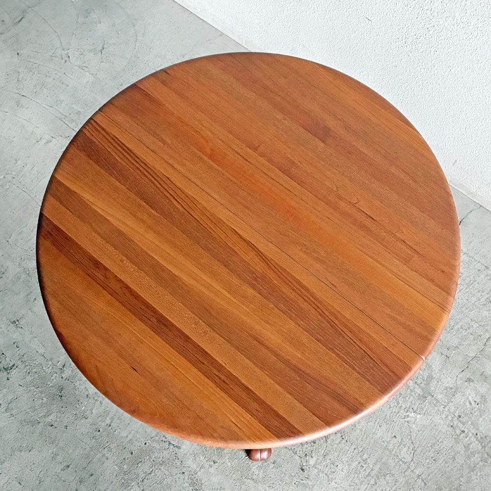 デューロン dyrlund 伸長式 ラウンド ダイニングテーブル チーク無垢材 追加天板欠品 北欧家具 デンマークビンテージ  〓