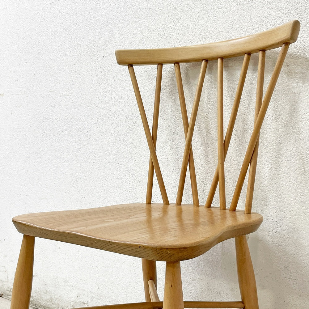 アーコール Ercol クロスバックチェア エックスバック ラティスドチェア エルム材 UKビンテージ Vintage 英国家具 ●