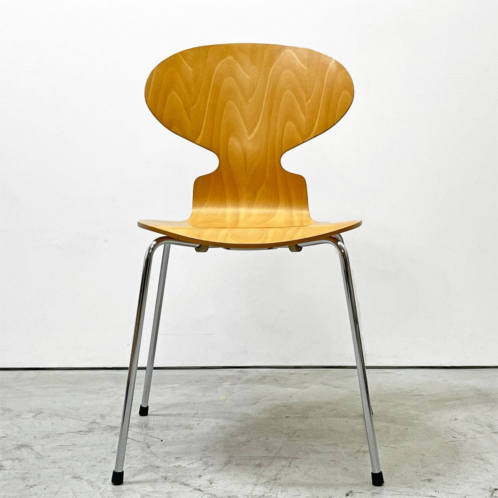 フリッツハンセン Fritz Hansen アントチェア 4本脚 ナチュラルビーチ ラッカー アルネ・ヤコブセン 北欧家具 I ●