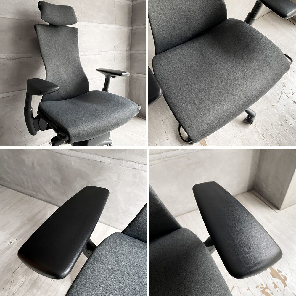 ハーマンミラー Herman Miller エンボディチェア Embody ヘッドレスト付き デスクチェア オフィスチェア シンクダークカーボン ファブリック ジェフ・ウェバー＆ビル・スタンフ 参考定価￥363,000- ♪
