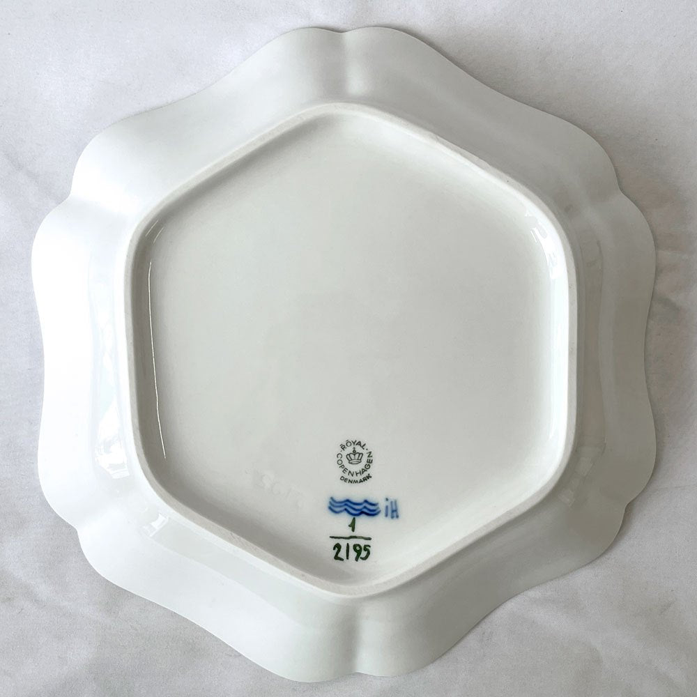 ロイヤルコペンハーゲン ROYAL COPENHAGEN ブルーフルーテッド プレイン 中皿 ディーププレート 21cm 六角 箱付 未使用品 ◇