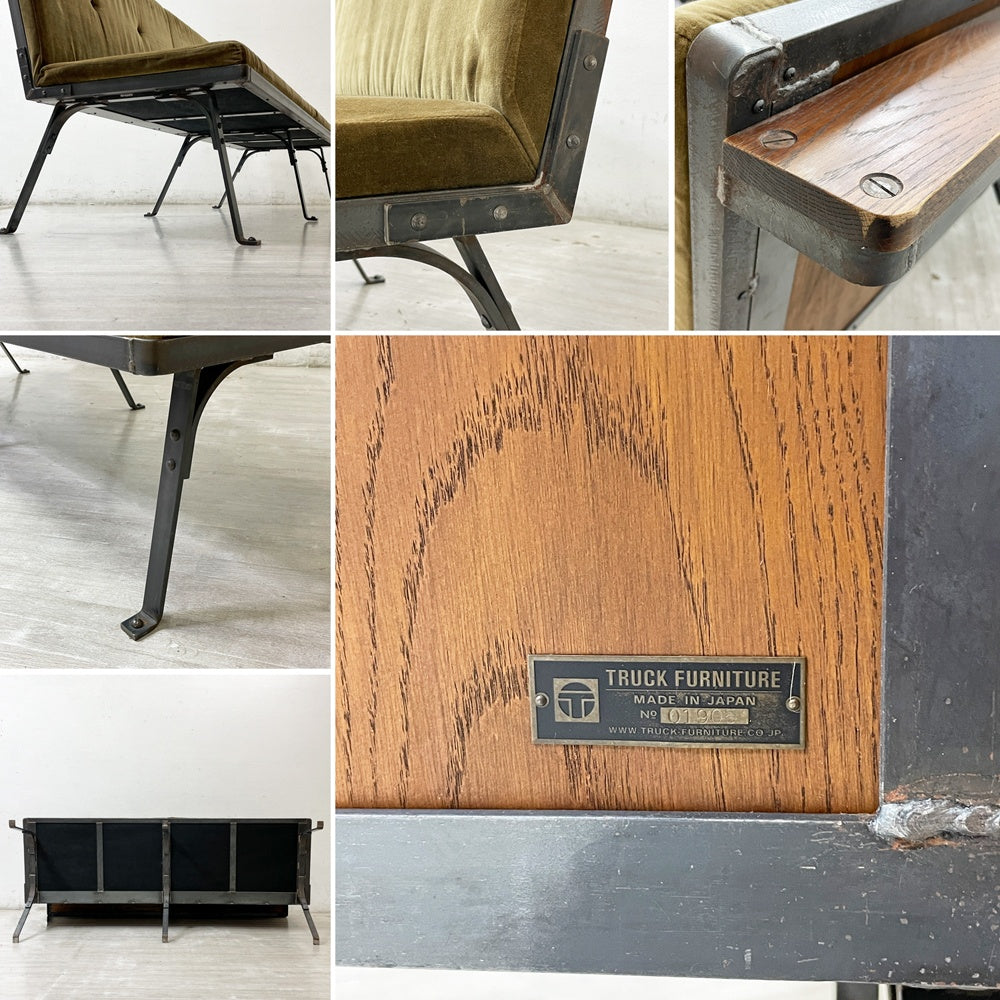 トラックファニチャー TRUCK FURNITURE バードベンチ Bird BENCH W180cm スチール ナラ無垢材 F-72 OLIVE VELUDO インダストリアル 定価：￥ 374,000-●