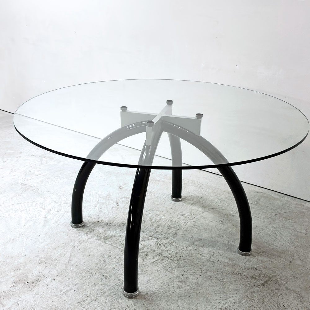 ノル Knoll スパイダー Spider Table ラウンドテーブル ガラストップ Φ135cm エットレ・ソットサス ポストモダン イタリア ●