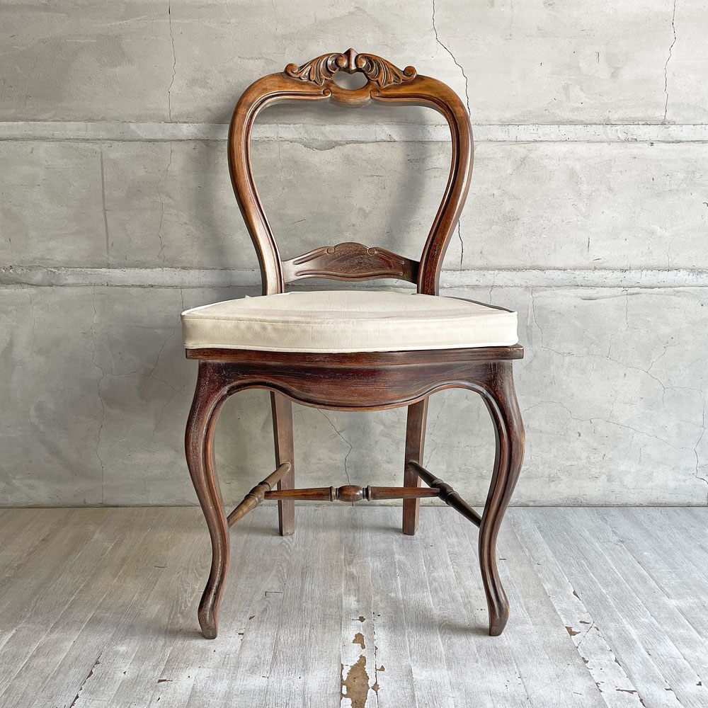 オールドメゾン Old Maison ヨーロピアン調 バルーンバックチェア ラタンシート＋クッション ダイニングチェア クラシカルデザイン B  ♪
