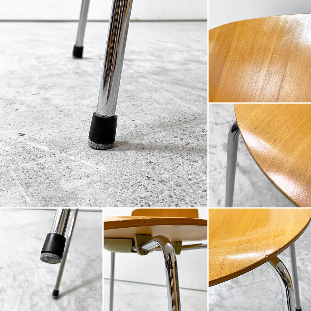 フリッツハンセン Fritz Hansen アントチェア 4本脚 ナチュラルビーチ ラッカー アルネ・ヤコブセン 北欧家具 C ●