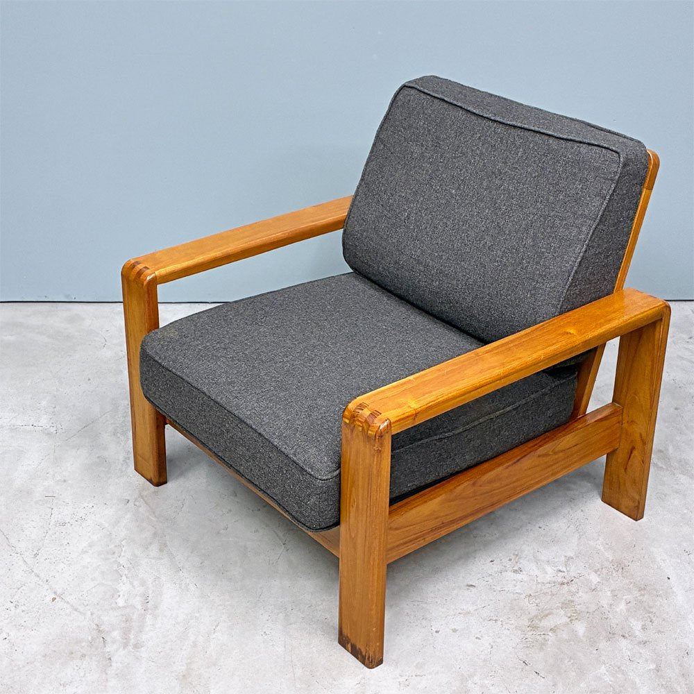スキャンティーク SCANTEAK 1Pソファ シングルソファ 1人掛け チーク無垢材 ファブリック チャコールグレー 北欧スタイル ◎