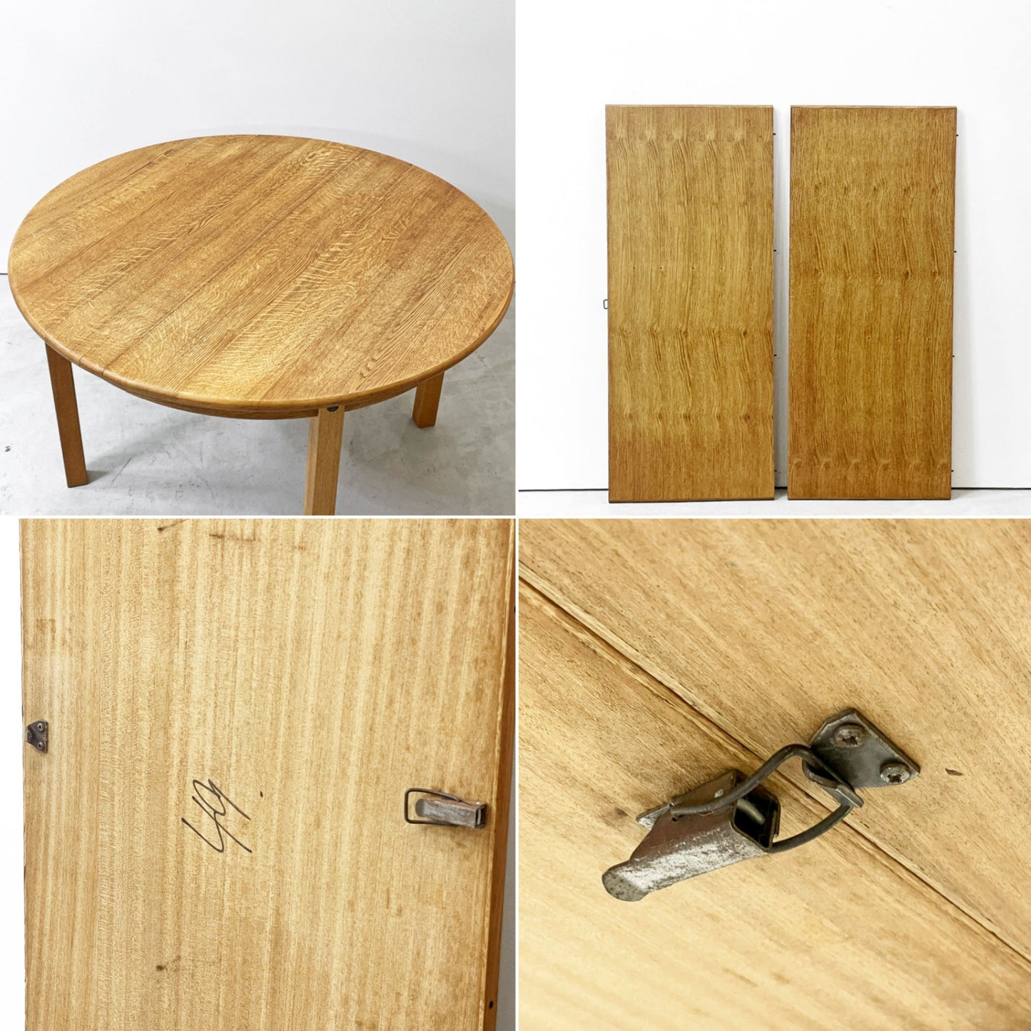 デンマーク ビンテージ Danish vintage オーク材 エクステンション ダイニングテーブル ラウンド 伸長式 Φ120cm 北欧家具 ●