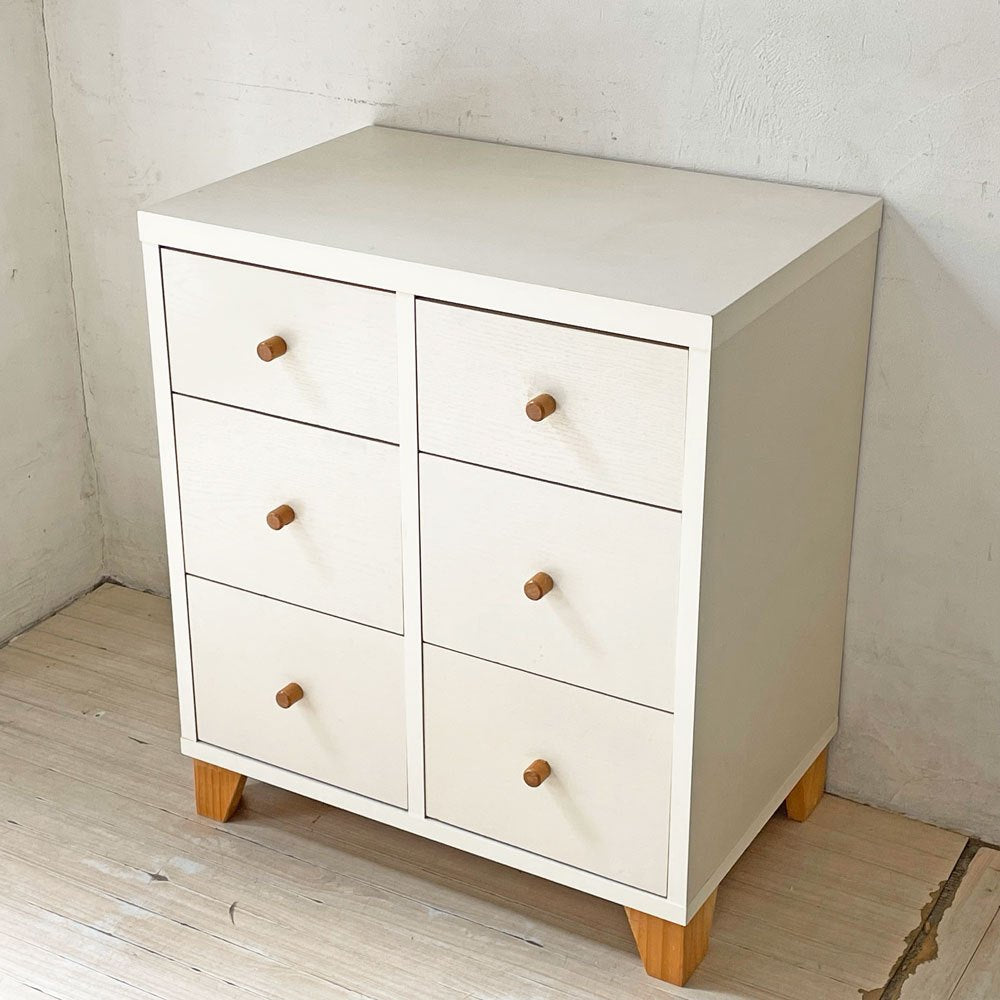 モモナチュラル Momo Natural ラブチェスト LOVE CHEST ワイド 6ドロワー ★