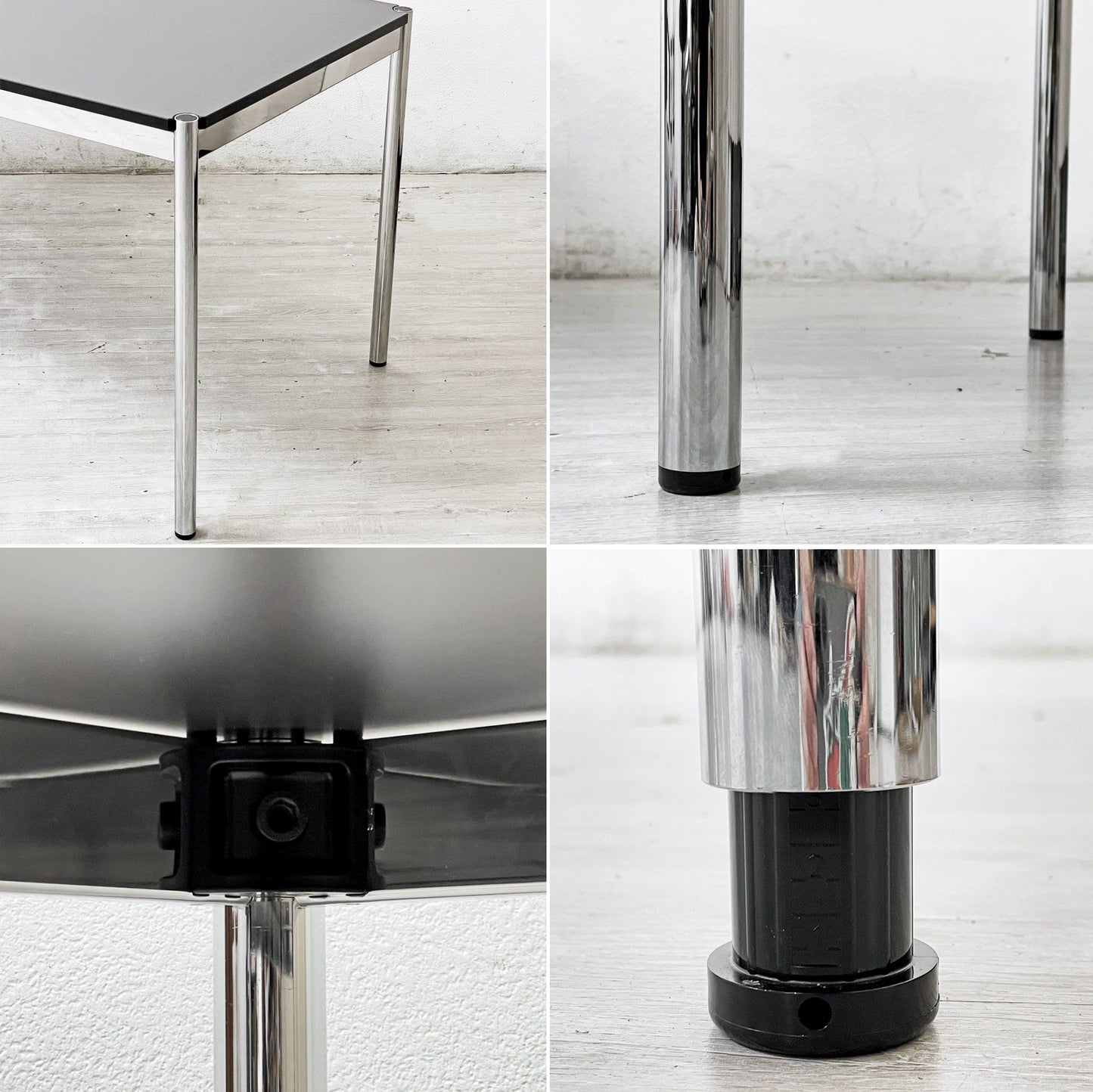 ユーエスエムハラー USMハラー USM Haller モジュラーファニチャー USMハラーテーブル ワーキングデスク ダイニング グラファイトグレー ラミネート天板 アジャスター 高さ調整機能付 スイス A ●