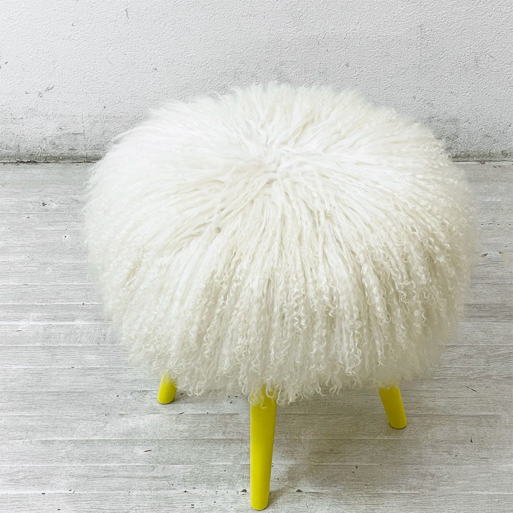 マウントハリ Mt.Hari モンスタースツール MONSTER STOOL シープファー アッシュ材 ホワイト×イエロー ●