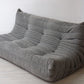 リーンロゼ ligne roset トーゴ TOGO 3シーターソファ ファブリック グレー ミッシェル・デュカロワ Michel Ducaroy フランス家具 ●