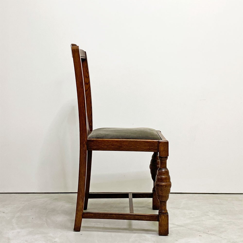 UKビンテージ UK vintage オーク材 ダイニングチェア バルボスレッグ アンティーク 英国家具 ●
