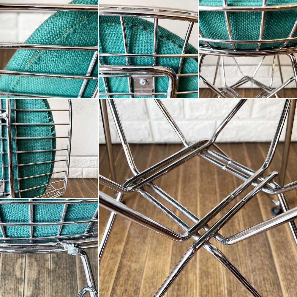 ヴィトラ vitra ワイヤーチェア Eames Wire Chair DKR5 エッフェルベース シートパッド付 ファブリック グリーン系 C&R イームズ ミッドセンチュリー ◎