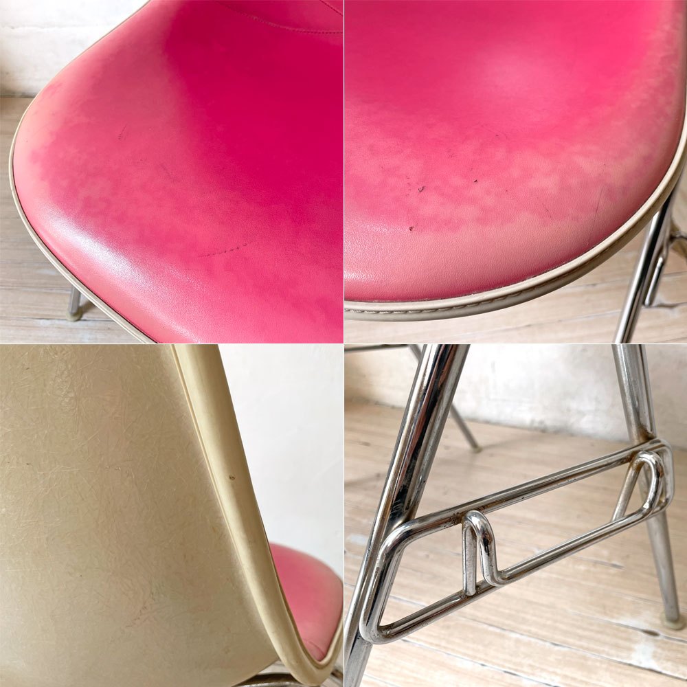 ハーマンミラー Herman Miller サイドシェルチェア サード 3rdビンテージ PVCレザー FRP製 スタッキングベース イームズ B ★