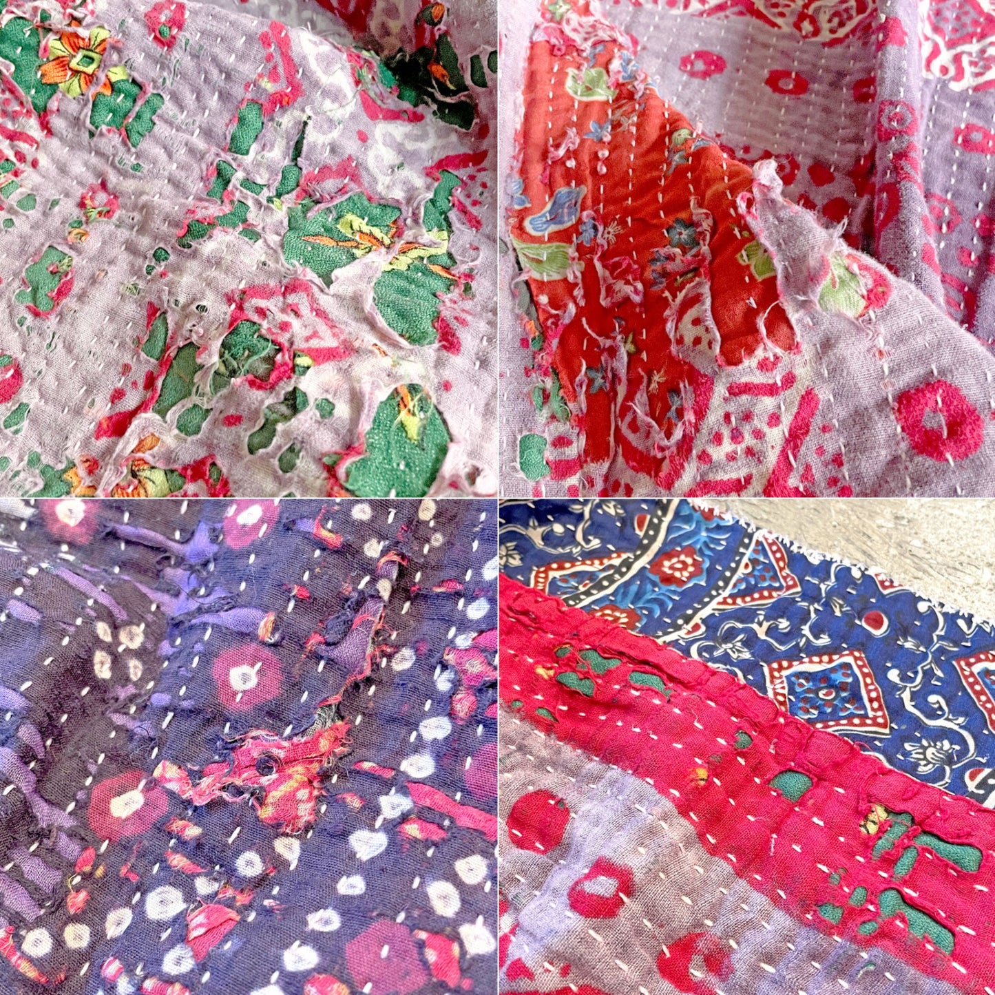 インドビンテージ Indian Vintage ラリーキルト ラグ カーペット パッチワーク 伝統工芸 240x150cm ■