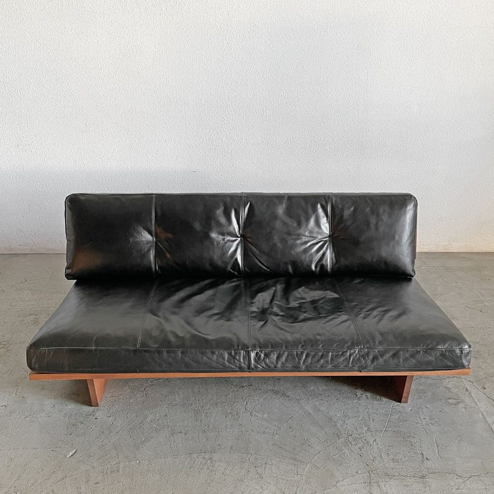 アクタス ACTUS ファイブバイファイブ five by five ティル TILL 2シーターソファ W160cm ウォールナット材 本革 ブラックレザー 廃番 〓