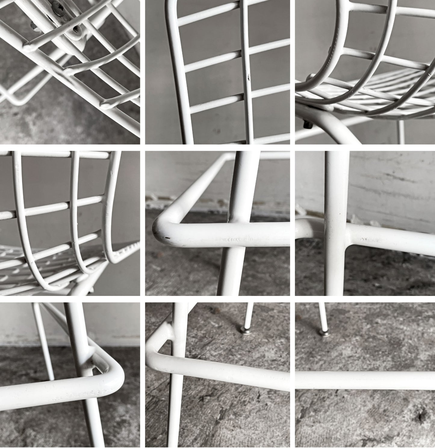 ノル Knoll Counter Height Stool カウンター ハイスツール ワイヤーチェア ホワイト ハリー・ベルトイア ミッドセンチュリー シートパッド付き ビンテージ ■