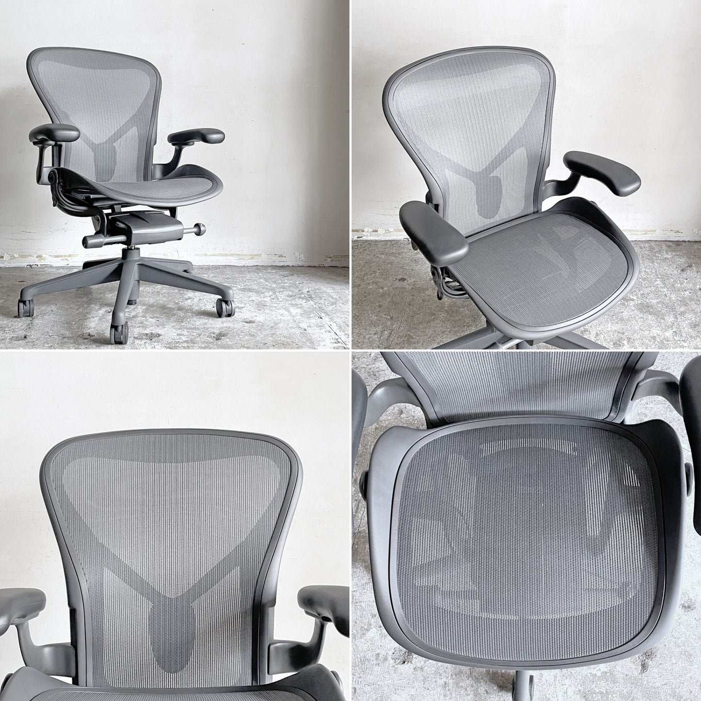 ハーマンミラー Herman Miller アーロンチェア デスクチェア リマスタード ライト Bサイズ グラファイトベース ビル・スタンフ ＆ ドン・チャドウィック ポスチャーフィット ■