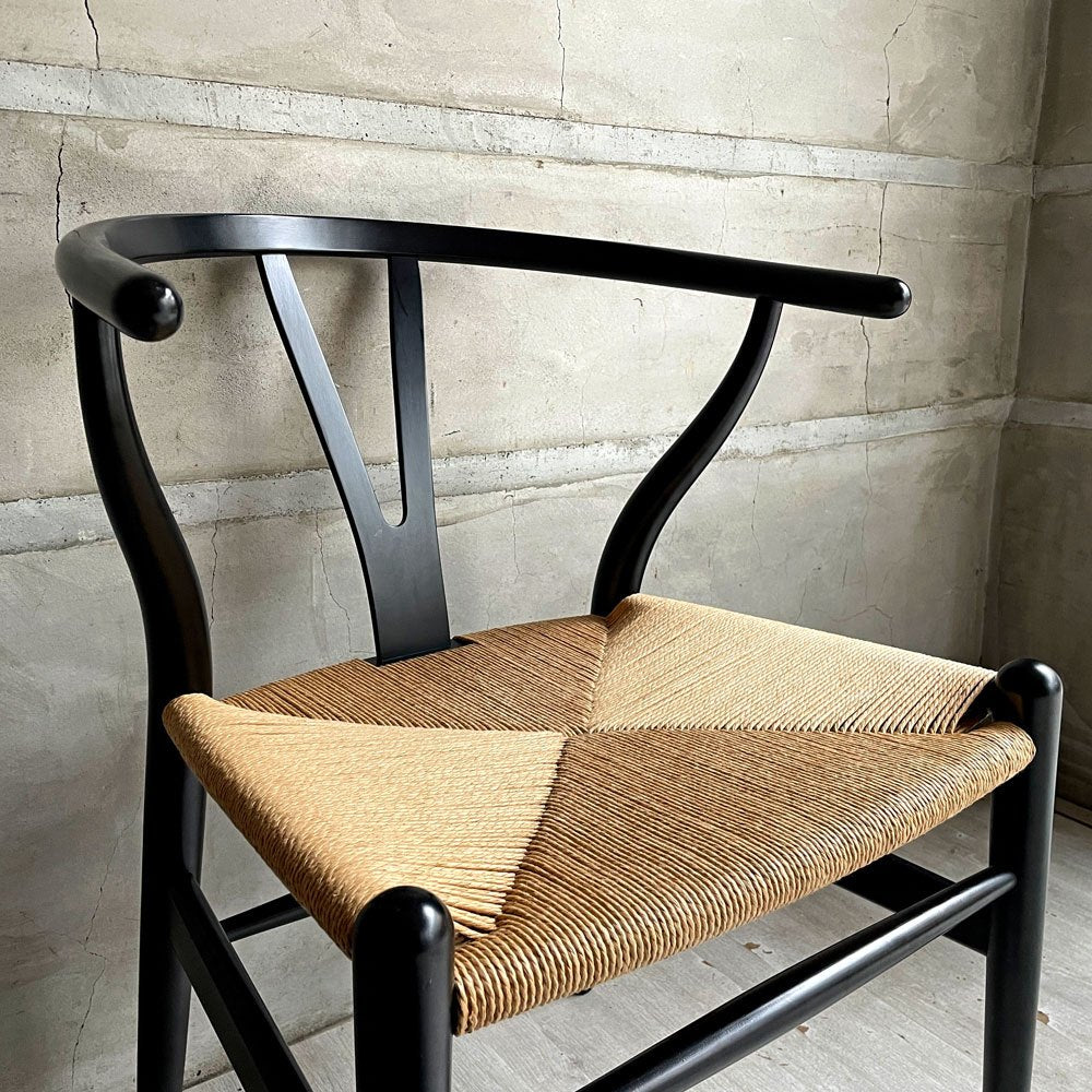 カールハンセン＆サン Carl Hansen & Son CH24 Yチェア ブラックラッカー ビーチ材 ペーパーコード ハンス・J・ウェグナー デンマーク 北欧家具 日本仕様 座面張替済  B ♪