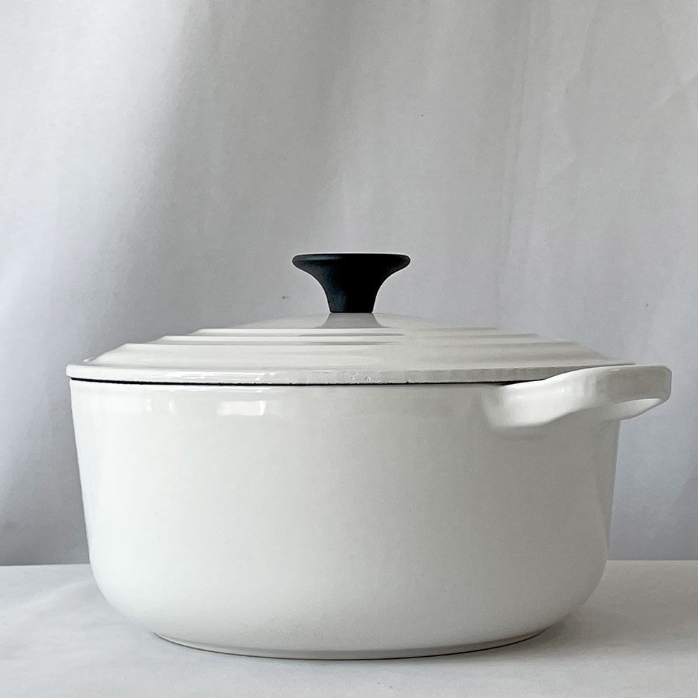 ルクルーゼ LE CREUSET ココットロンド 両手鍋 20cm ホワイト 鋳鉄 ホーロー 琺瑯 フランス ◇
