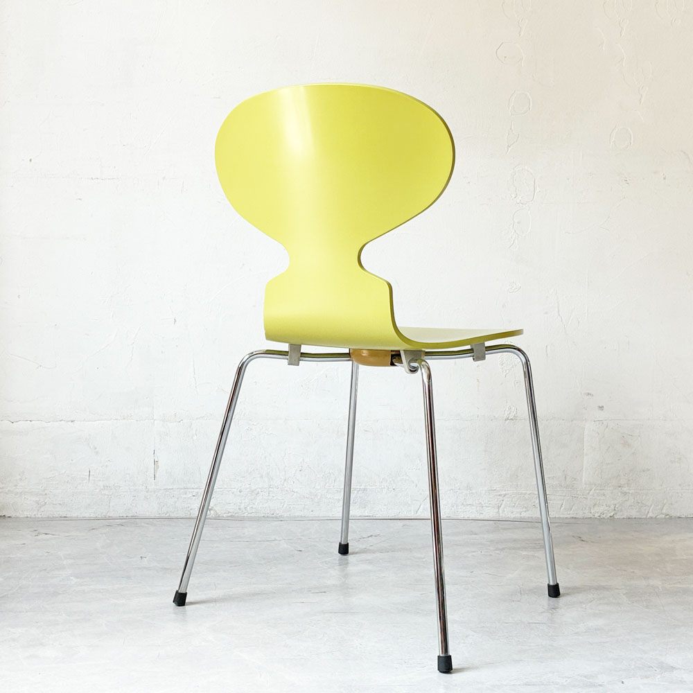 フリッツハンセン Fritz Hansen 3101 アントチェア ANT CHAIR 4本脚 ライム 廃番カラー ラッカー仕上げ 2000年製 アルネ・ヤコブセン デンマーク 北欧家具 ★