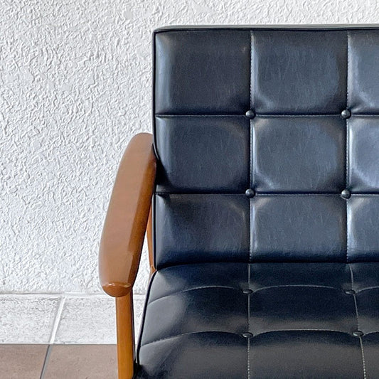カリモク60 karimoku60 Kチェア 1シーター ソファ スタンダードブラック 60's レトロモダン ミッドセンチュリーデザイン ◇