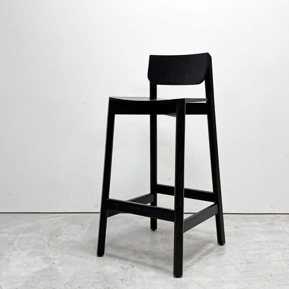 モダンデザイン Modern Design カウンターチェア ハイチェア ハイスツール オーク材 ブラック塗装 A ●