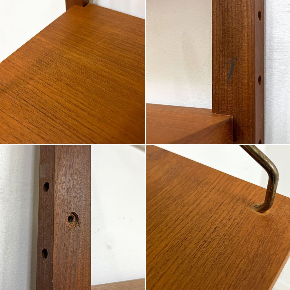 カド CADO ロイヤルシステム ROYAL SYSTEM ウォールユニット システムシェルフ 支柱2本 棚板6枚 チーク材 ポール・カドヴィウス Poul Cadovius デンマークビンテージ ●