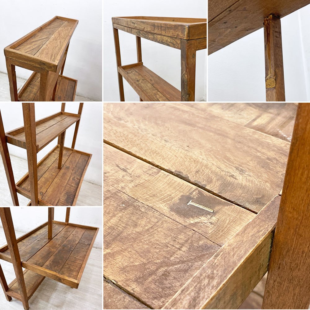 ビンテージスタイル Vintage style 古材風 シェルフ ラック 折り畳み式棚板  アジアンスタイル ●