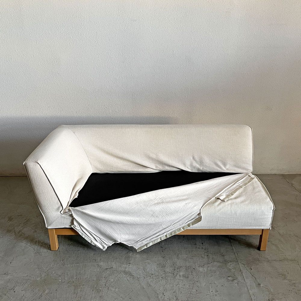 アクタス ACTUS ポトス POTHOS 1アームソファ 片肘 W163cm アッシュ材 カバーリングファブリック ホワイト系 カタログ価格￥88,200- 廃番 〓