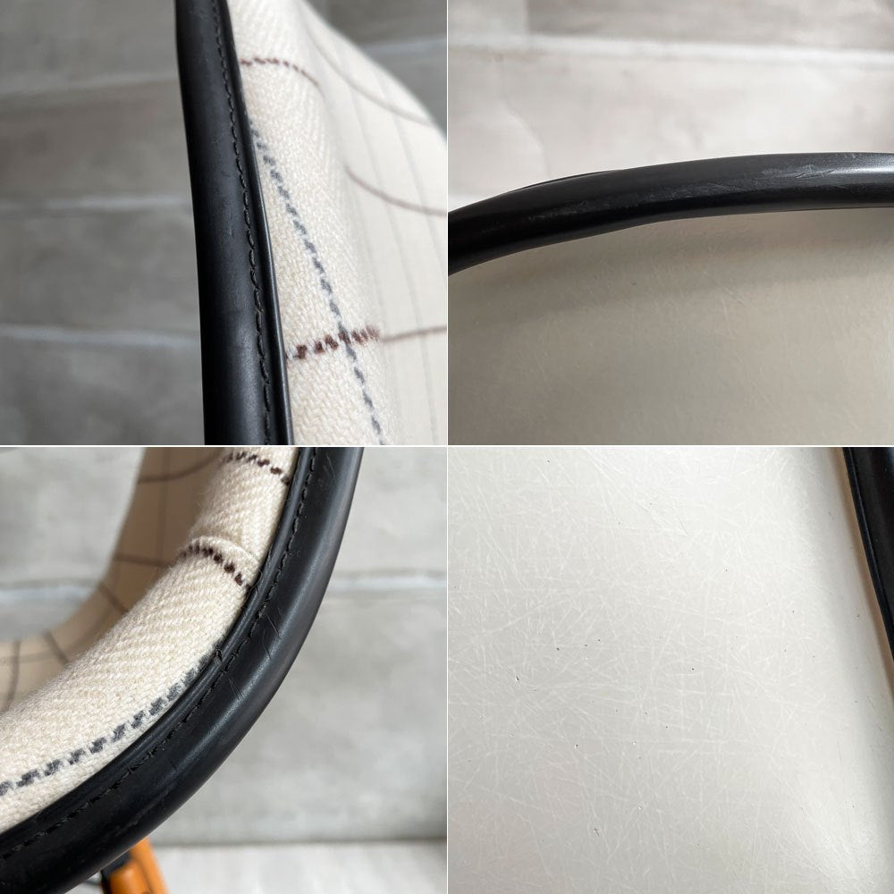 ハーマンミラー Herman Miller サイドシェルチェア サード 3rd ビンテージ FRP アプホルスター ファブリック ヘリンボーン チェック×アイボリー ダウェルベース イームズ ミッドセンチュリー ファブリック張替済♪