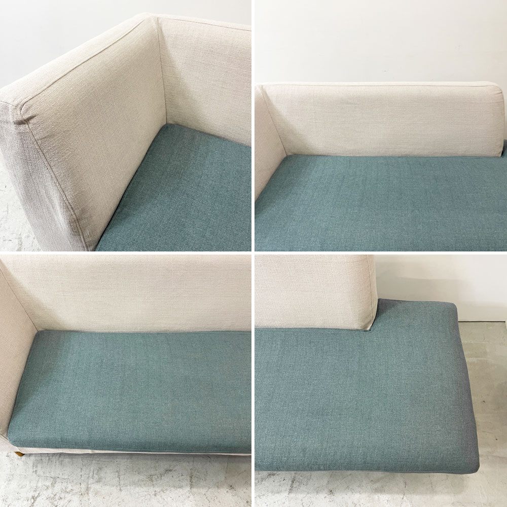 モモナチュラル Momo natural アルネ レイドバック ベンチ ARNE LAID-BACK BENCH コーナーベンチ CORNER BENCH 左片アーム リビングダイニングソファ 2P 2人掛け ベージュカラー ファブリック カバーリング アルダー材 ●