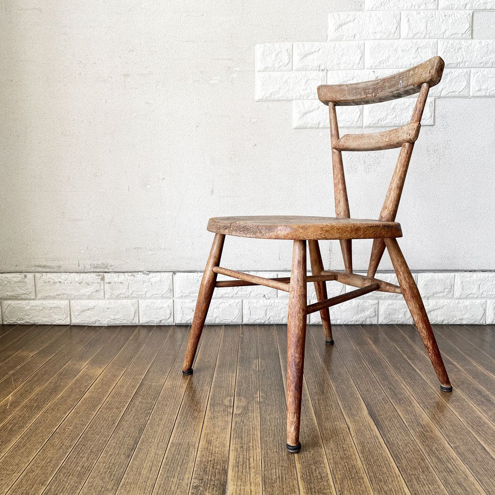 アーコール Ercol ダブルバックチェア スタッキングチェア キッズチェア エルム材 UKビンテージ 英国家具 ◎