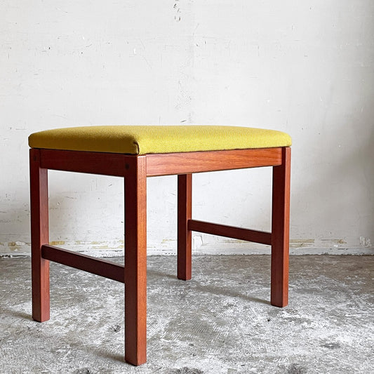 北欧ビンテージ Scandinavia Vintage スツール オットマン ファブリック マスタードカラー 座面張り替え済み H45cm 北欧家具 ■
