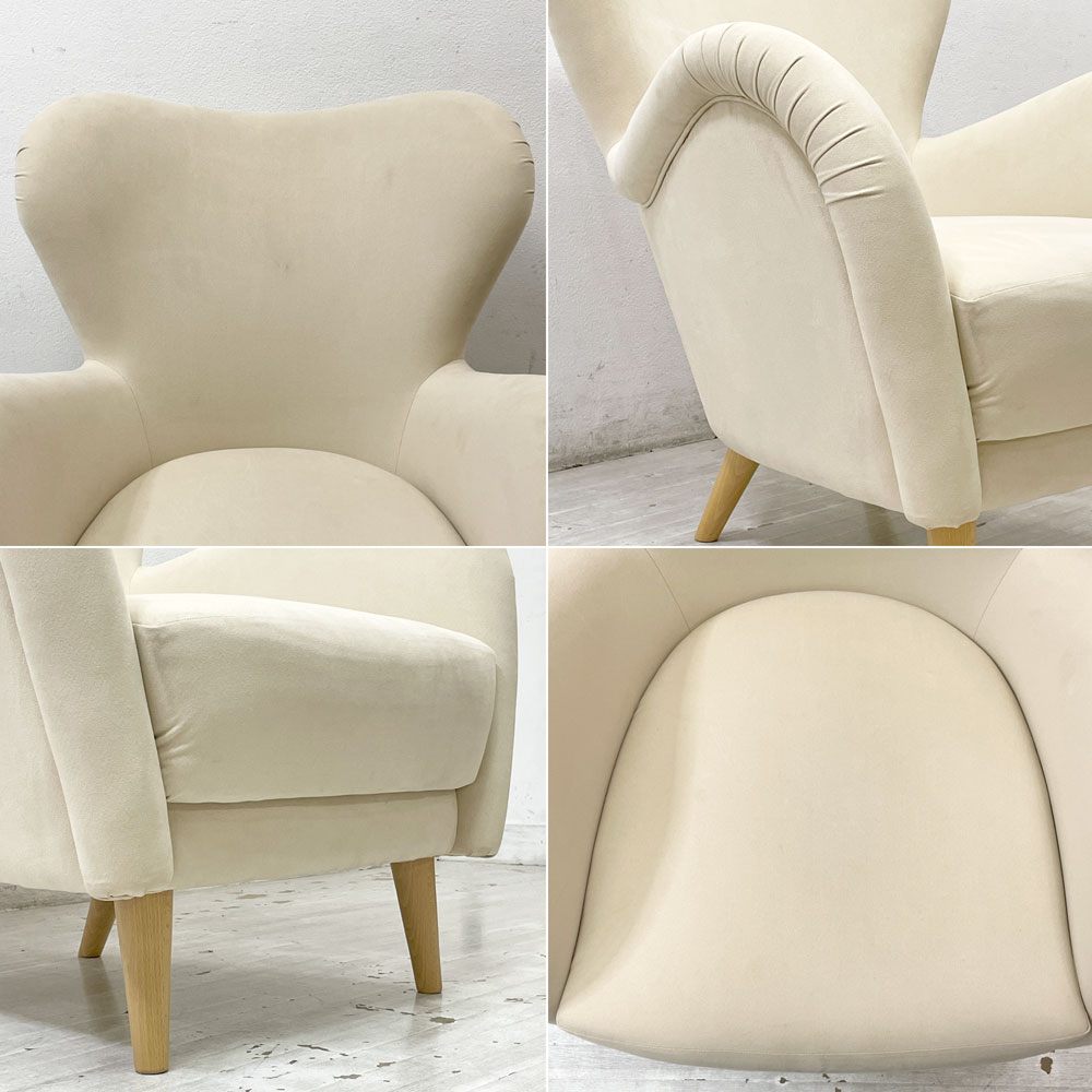 イデー IDEE ラビットラウンジ LOVE-IT LOUNGE ラウンジチェア 1pソファ ラムース生地 アイボリー ●
