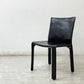 カッシーナ Cassina キャブチェア 412 CAB CHAIR アームレス 本革 ブラック マリオ・ベリーニ MoMA 永久展示品 イタリアモダン 定価￥308,000- A ●