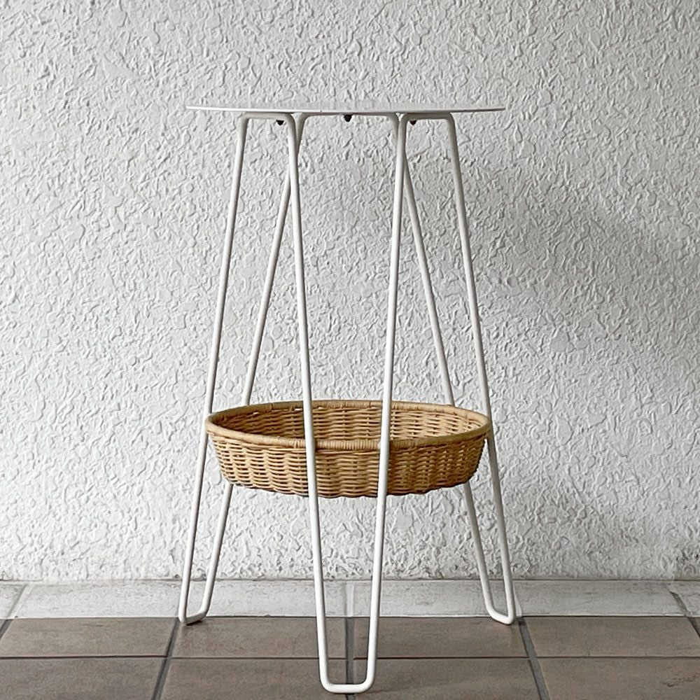イデー IDEE ワラビー WALLABY サイドテーブル SIDE TABLE ラタン スチール ホワイト ナチュラルモダン H60㎝ 廃番仕様 現行定価39,900円 ◇