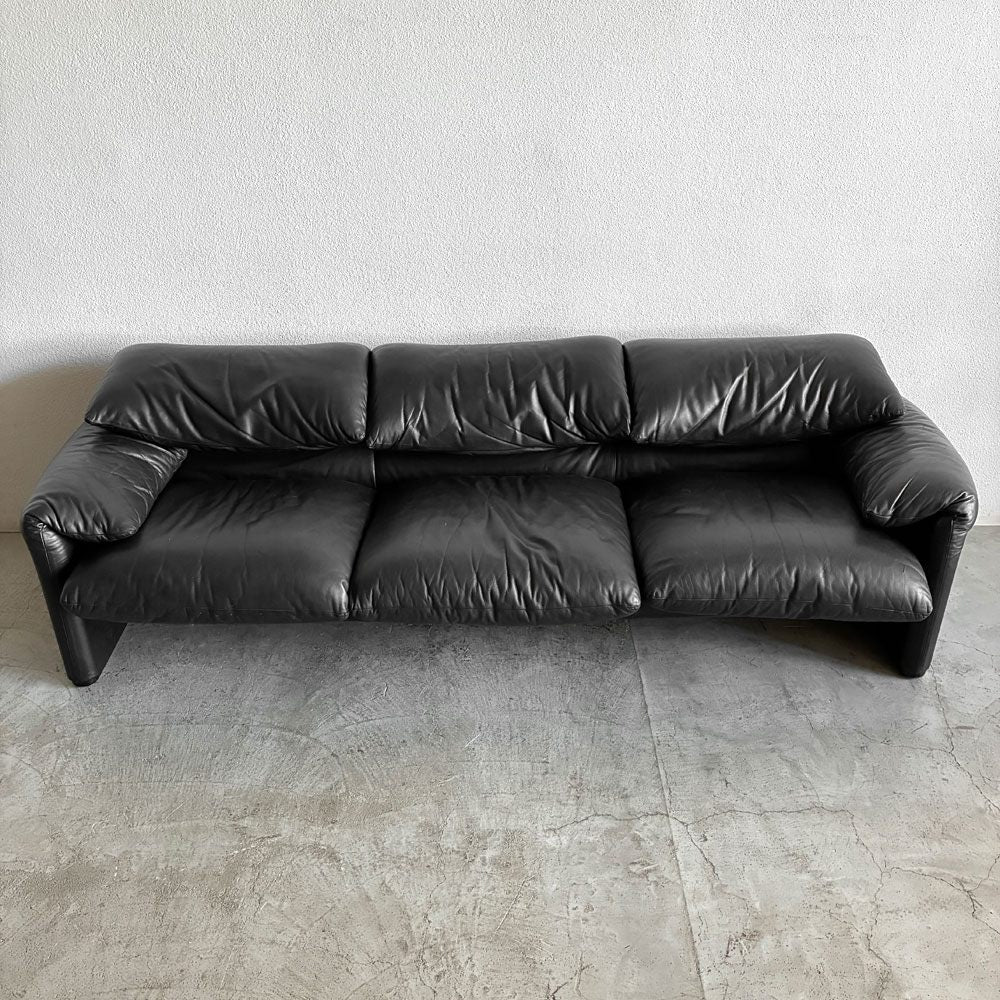カッシーナイクスシー Cassina ixc. 675-3P マラルンガ MARALUNGA 3Pソファ 3人掛け 総本革張り ブラック ヴィコ・マジストレッティ w235cm 参考価格約298万円の品 〓
