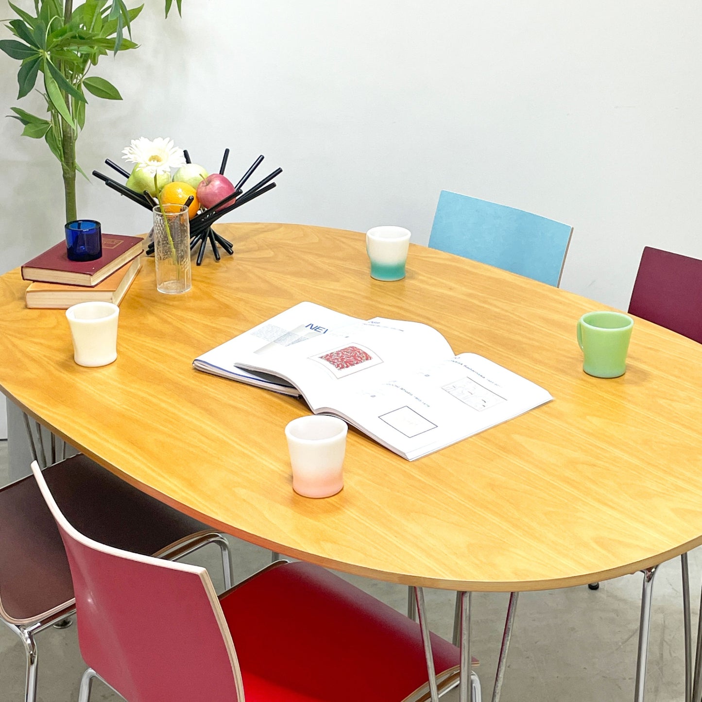 フリッツハンセン Fritz Hansen スーパー楕円 Bテーブル ダイニングテーブル ビーチ材天板 W150 ピート・ヘイン アルネ・ヤコブセン 天板再塗装品 80's ビンテージ ●