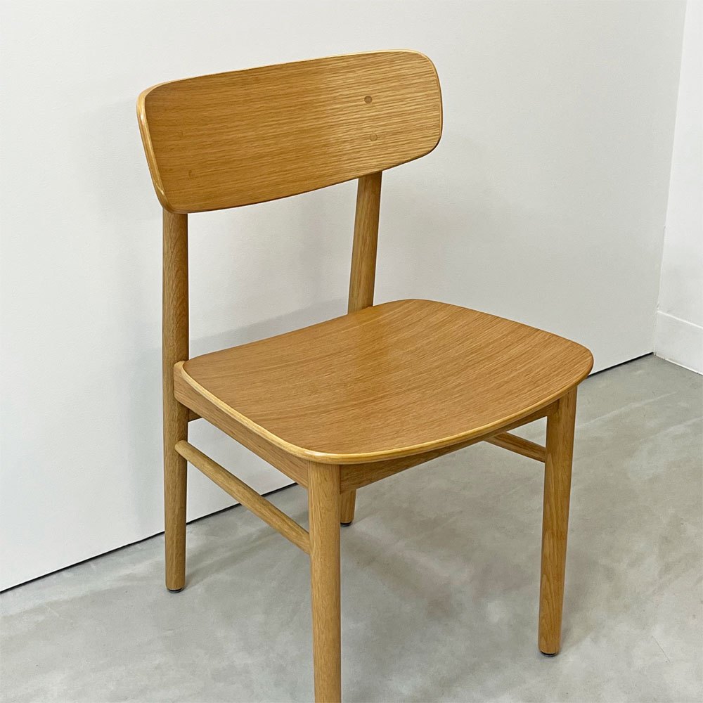 無印良品 MUJI ラウンドチェア オーク材 ダイニングチェア プライウッド 板座 ナチュラル シンプル B ●