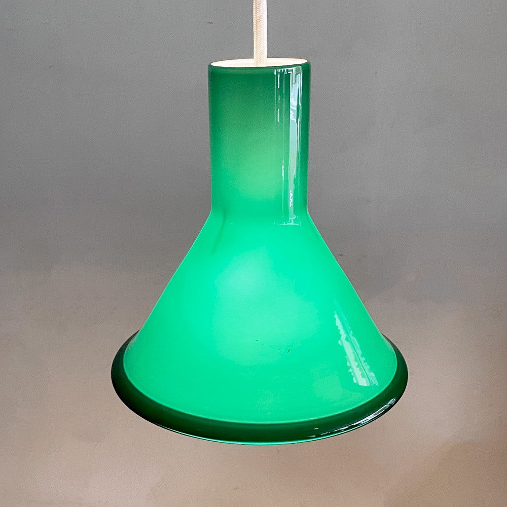 ホルムガード Holmegaard P＆T PENDEL ペンダントライト グリーンガラス 20cm マイケル・バング デンマーク ビンテージ 北欧照明 ■