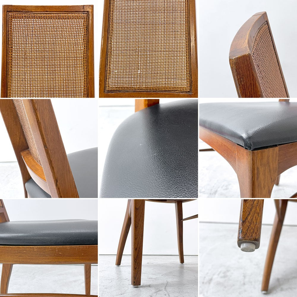 レーン LANE リズム Rhythm ハイバックチェア ウォールナット材 ラタンバック サイドチェア USビンテージ 60's Vinatge ミッドセンチュリーモダン A ●