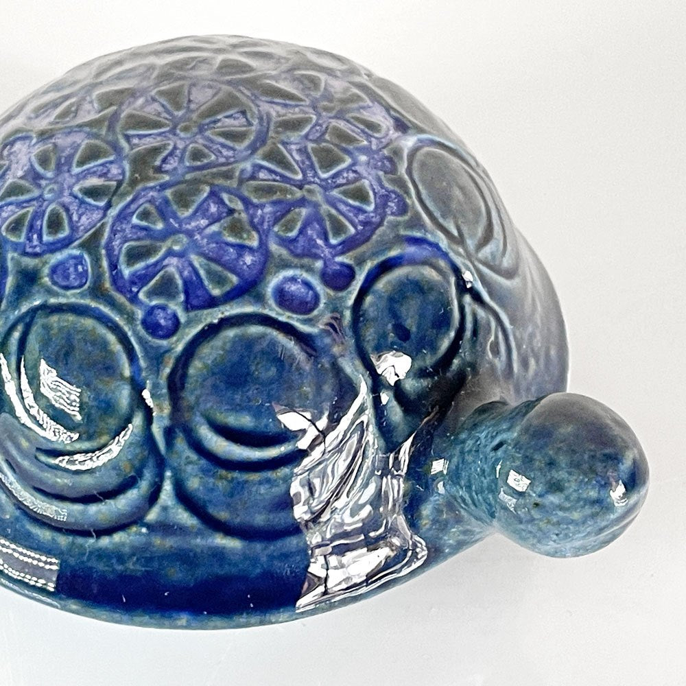 グスタフスベリ GUSTAVSBERG 亀 SKOLUDPADDOR TURTLE ブルー 10cm リサ・ラーソン  ビンテージスウェーデン 北欧雑貨 ■