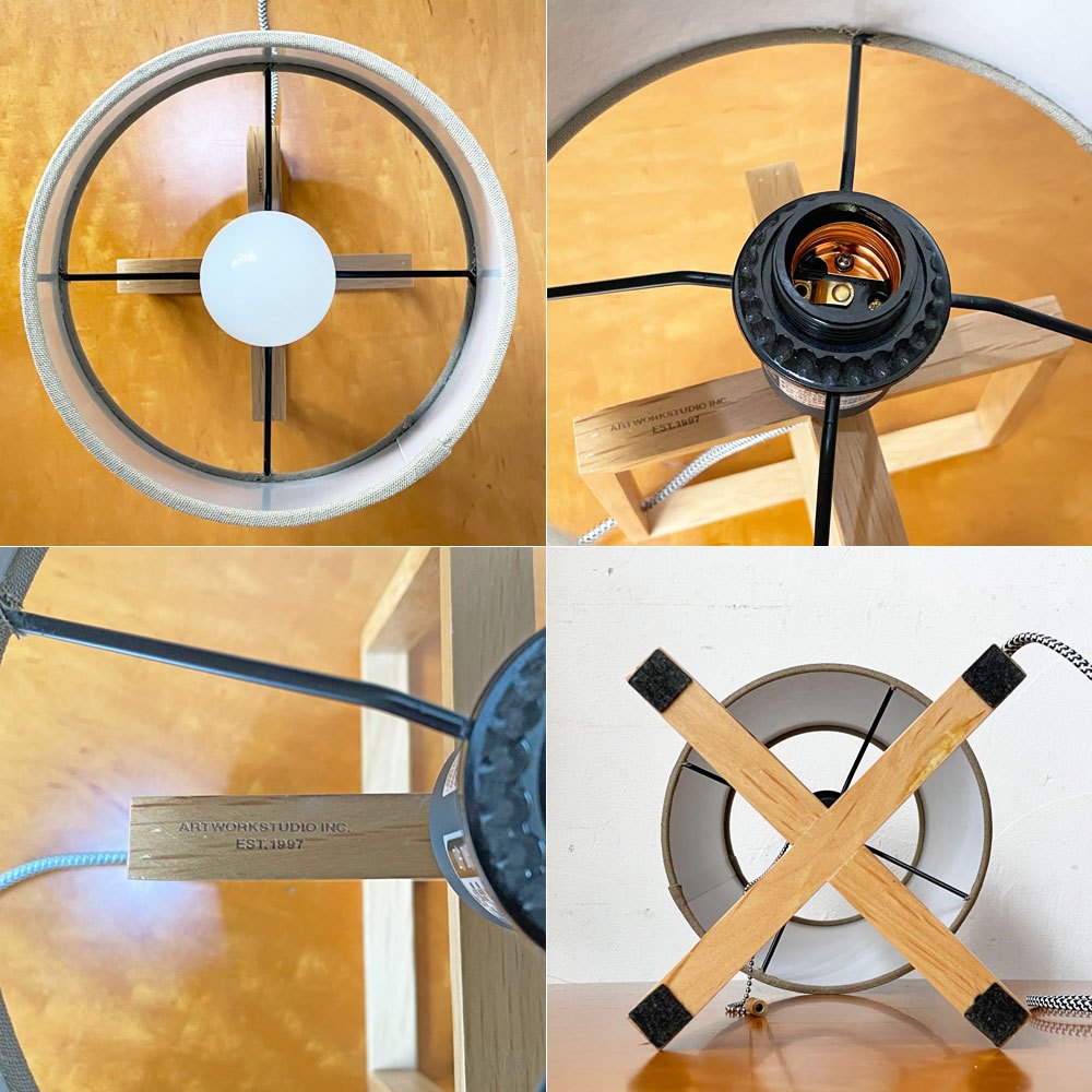 アートワークスタジオ ART WORK STUDIO エスプレッソ テーブルランプ Espresso table lamp ブラウン バーチ無垢材 ファブリック 定価￥19,250- ★