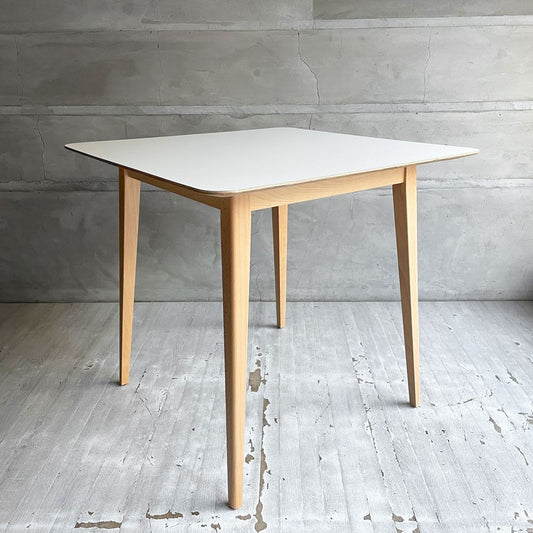 クラッシュゲート CRASH GATE フォックス FOX ダイニングテーブル スクエア ホワイトメラミン天板 積層合板 ビーチ材 関家具 参考定価￥59,400- 美品 ♪