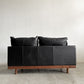 マスターウォール MASTERWAL デニッシュグランデ DANISH GRANDE SOFA 2シーターソファ ワンアーム 右片肘 W159cm ウォールナット無垢材 本革 ブラックレザー 定価￥753,500- 展示品 〓